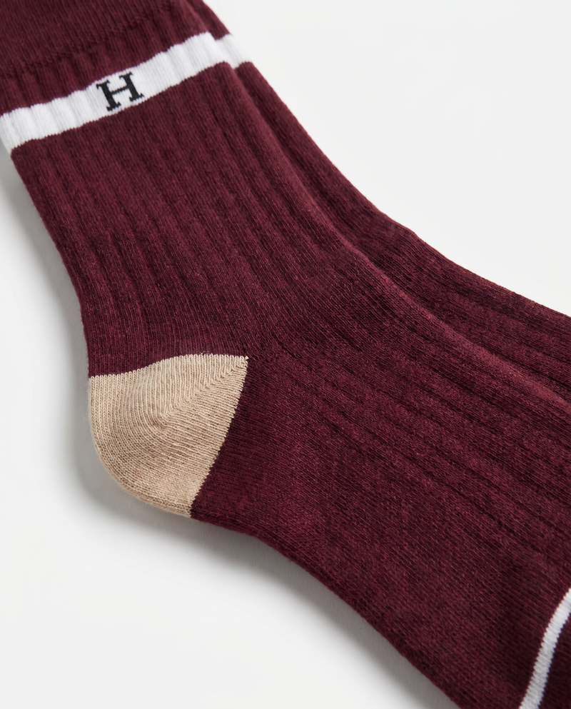 HILTAURA: Maroon Crest Socks (2 Pairs)