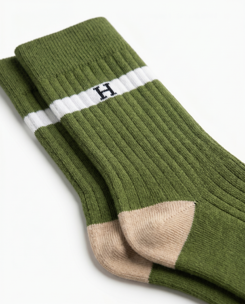 HILTAURA: Olive Crest Socks (2 Pairs)