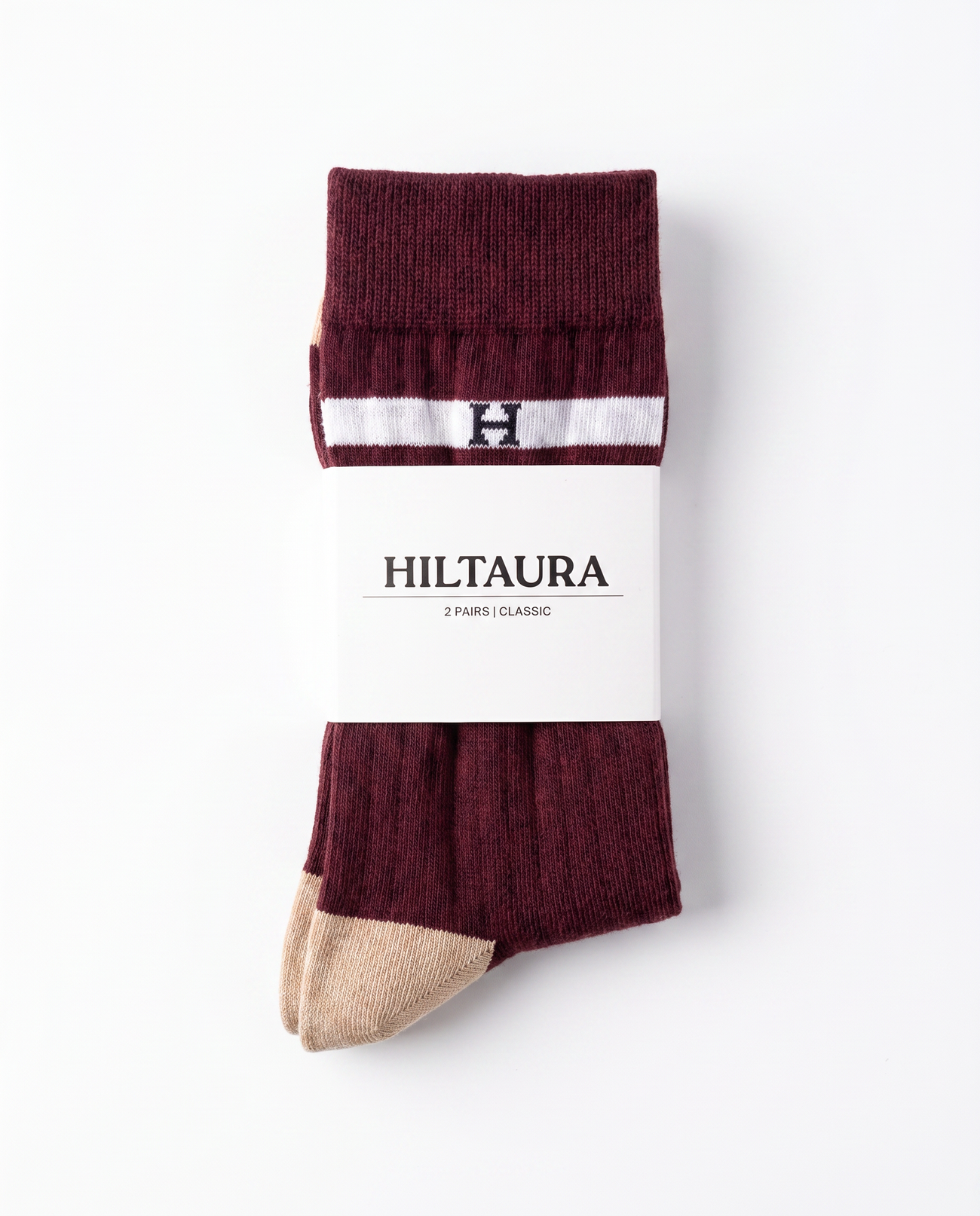 HILTAURA: Maroon Crest Socks (2 Pairs)