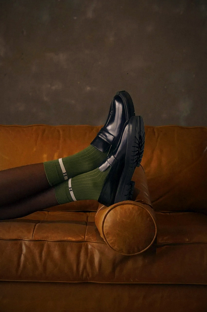 HILTAURA: Olive Crest Socks (2 Pairs)